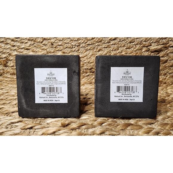 2 Black Bronze Painted Cast Iron Christmas Trees Holiday Decor Festive Tabletop - Picture 5 of 6